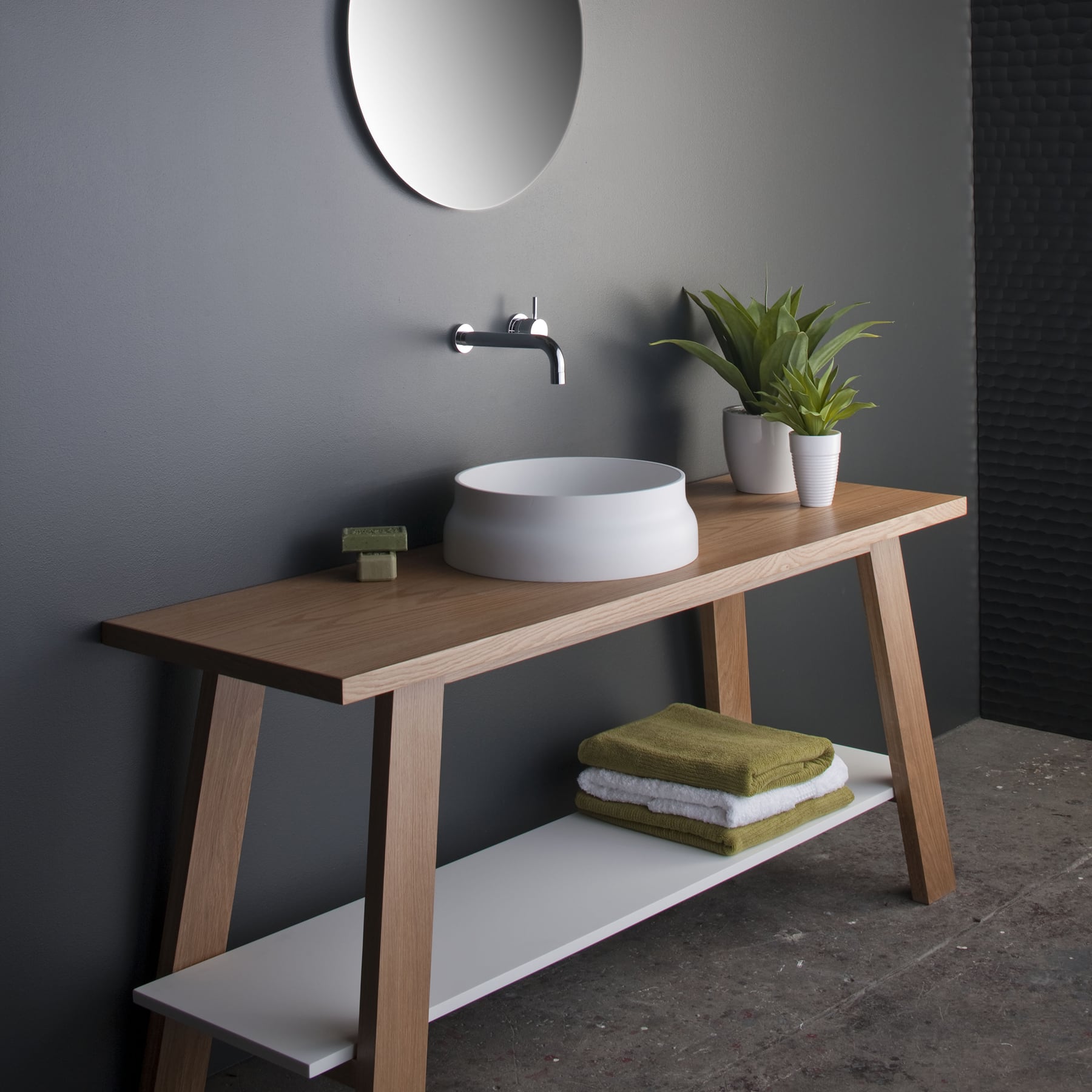 plant, sink, sink faucet, basin, desk, furniture, table