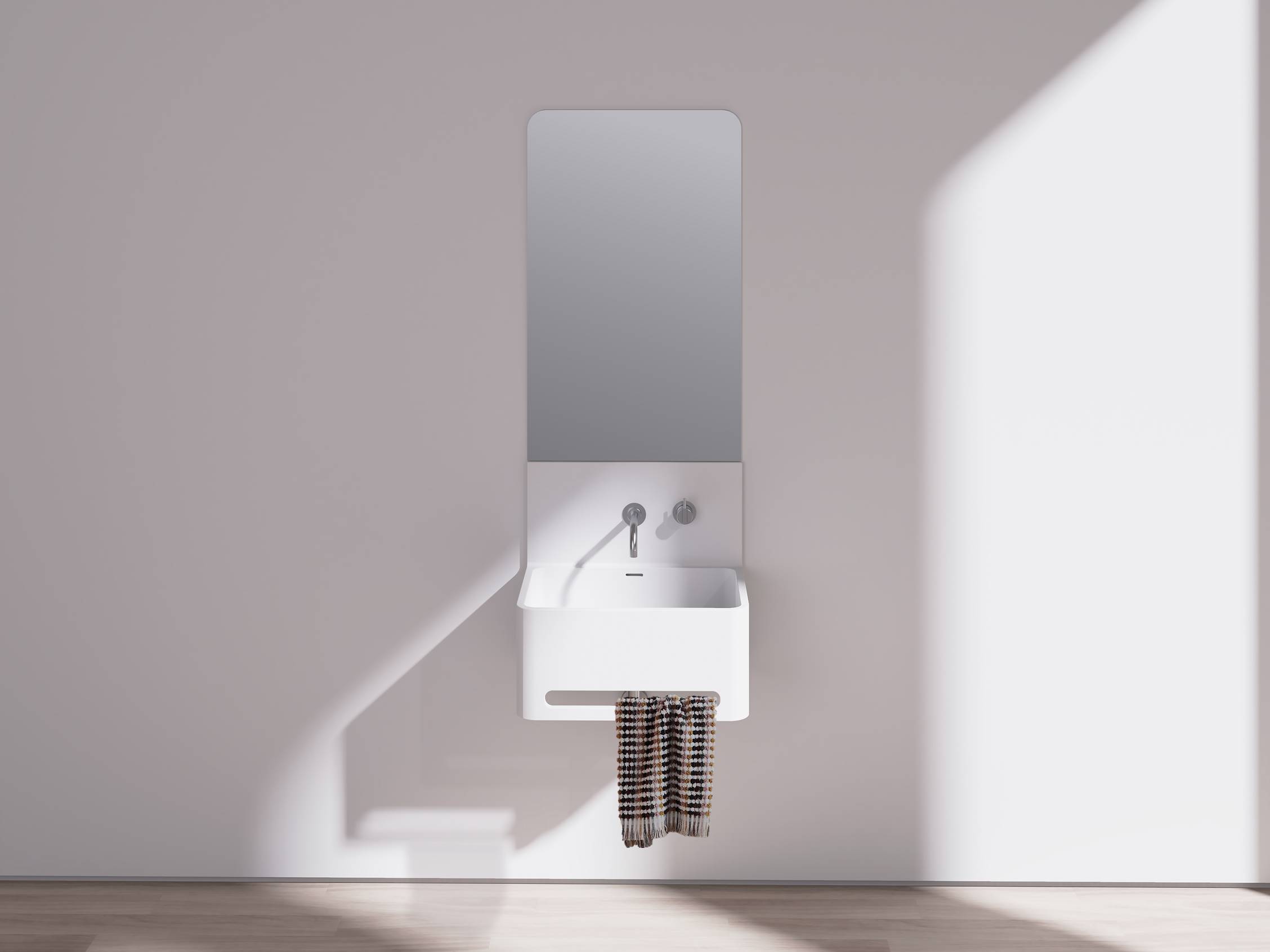 Vision Wall Basin with Towel Rail and Splashback