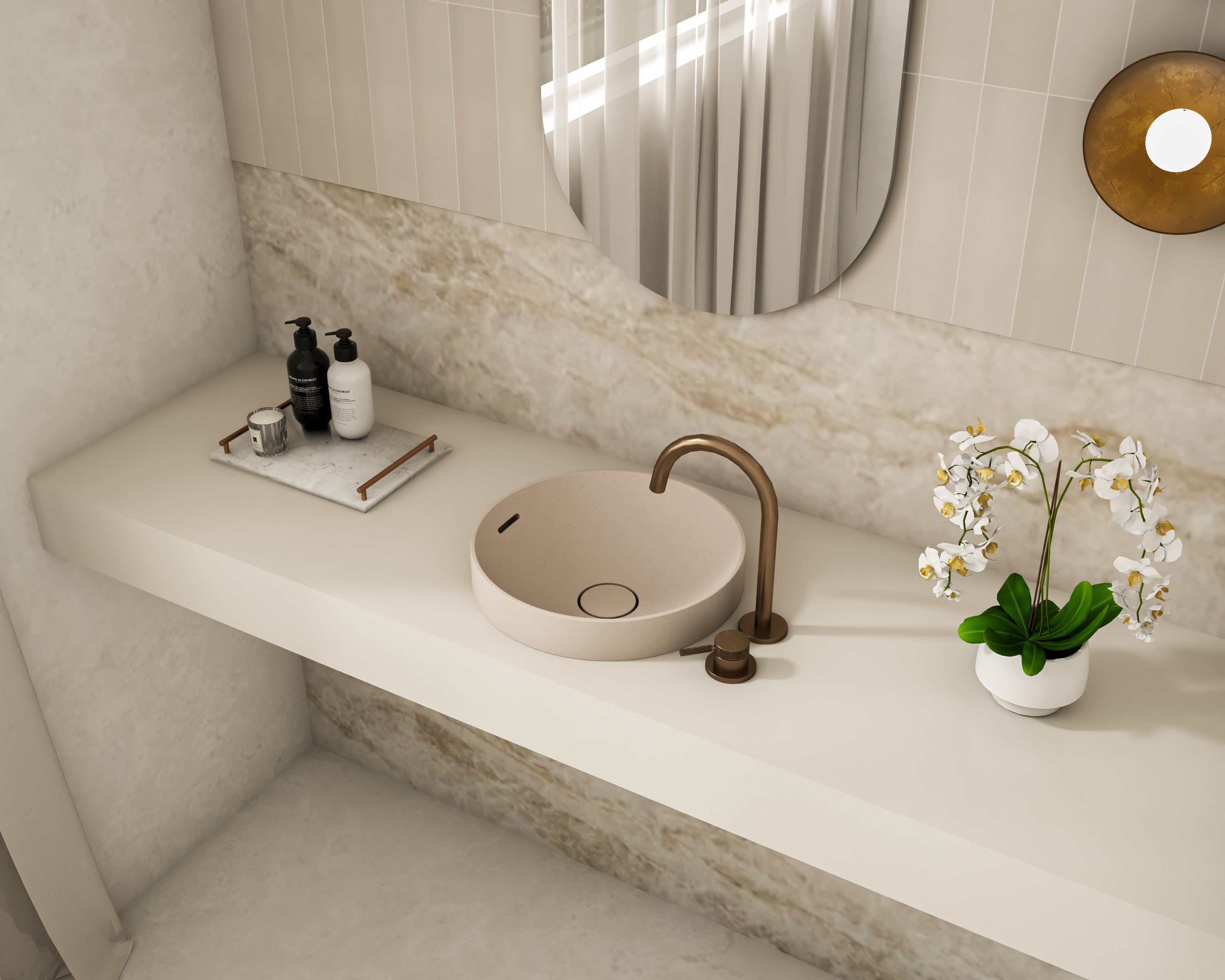 Villa Thin Edge 360 Round Semi Inset Basin