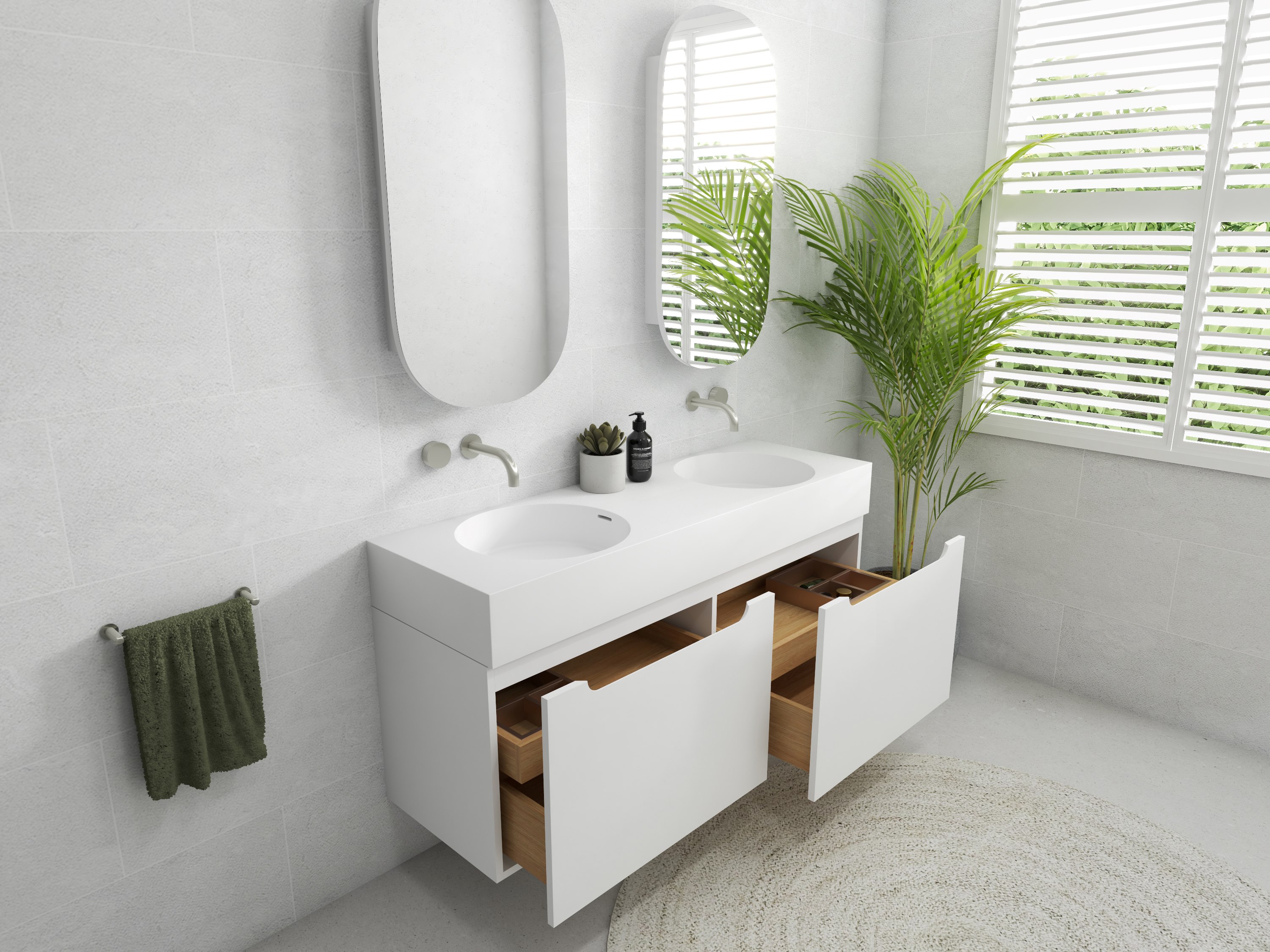 sink, sink faucet, plant, double sink