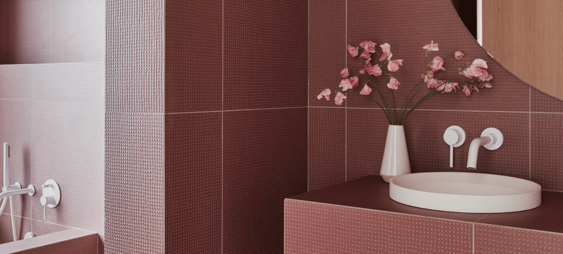 sink, indoors, interior design, tile, flower, plant