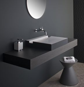 Omvivo KL Basin with Charcoal Softskin and La La Stool