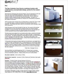 Media Release by Omvivo Neo Collection